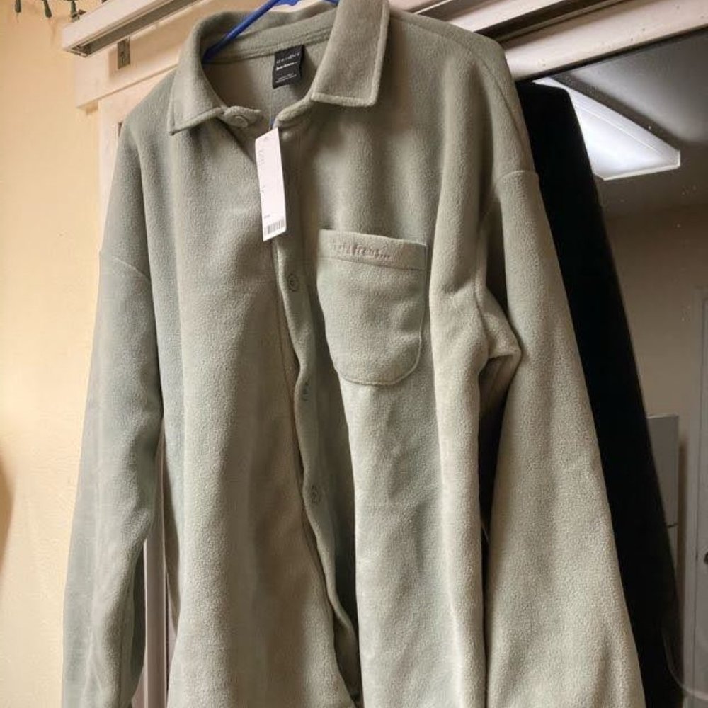 Seafoam Button-Through Fleece Shirt